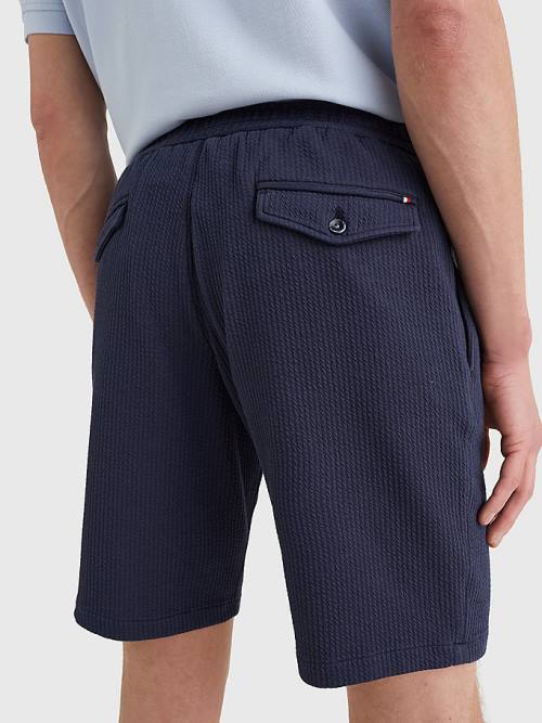 Tommy Hilfiger Harlem Relaxed Fit Seersucker Korte Broek Heren Blauw | TH274ZOX