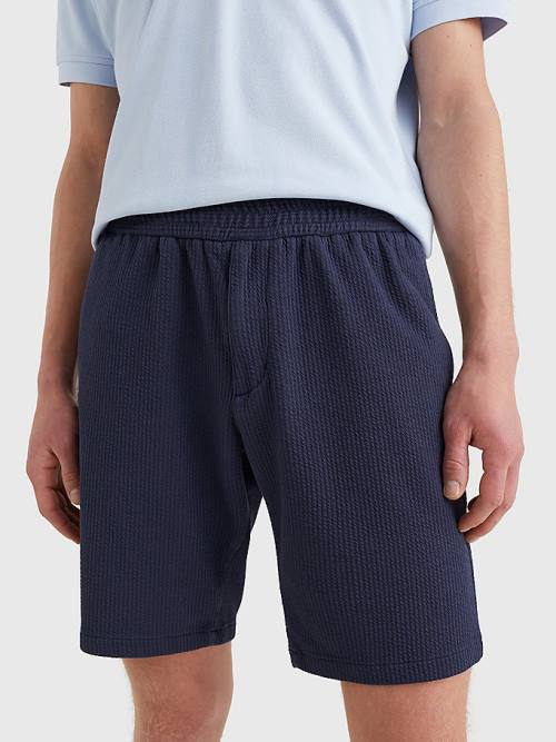 Tommy Hilfiger Harlem Relaxed Fit Seersucker Korte Broek Heren Blauw | TH274ZOX