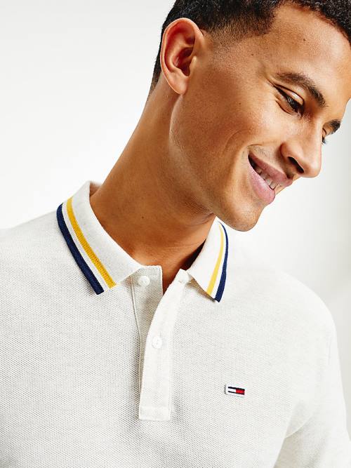 Tommy Hilfiger Heathered Knit Tipped Collar Poloshirt Heren Wit | TH295WEA