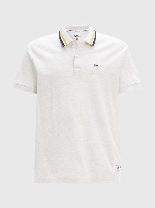 Tommy Hilfiger Heathered Knit Tipped Collar Poloshirt Heren Wit | TH295WEA