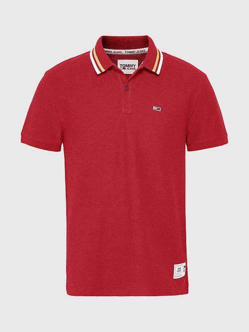 Tommy Hilfiger Heathered Knit Tipped Collar Poloshirt Heren Rood | TH684FVJ