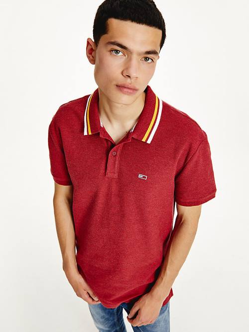 Tommy Hilfiger Heathered Knit Tipped Collar Poloshirt Heren Rood | TH684FVJ