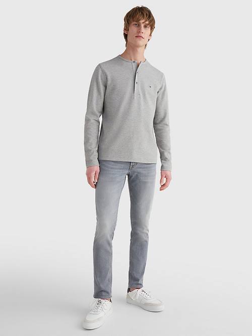 Tommy Hilfiger Henley Neck Long Sleeve T-shirts Heren Grijs | TH153JHR