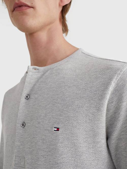 Tommy Hilfiger Henley Neck Long Sleeve T-shirts Heren Grijs | TH153JHR