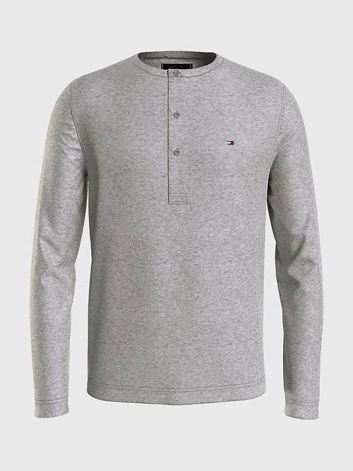 Tommy Hilfiger Henley Neck Long Sleeve T-shirts Heren Grijs | TH153JHR