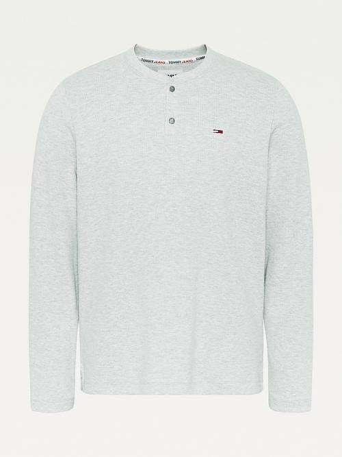 Tommy Hilfiger Henley Neck Long Sleeve T-shirts Heren Grijs | TH306OXU