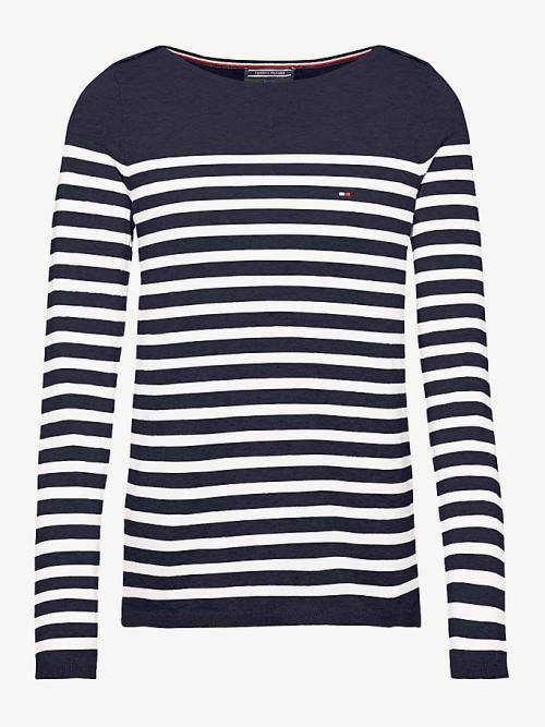 Tommy Hilfiger Heritage Boot Neck Stripe Jumper Truien Dames Blauw | TH426NTI