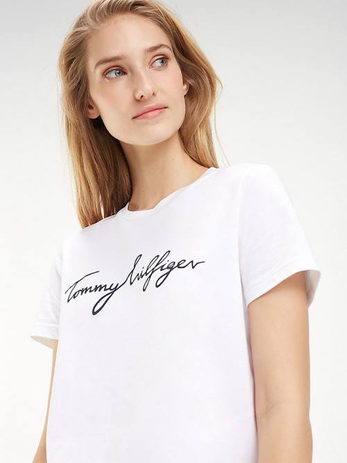 Tommy Hilfiger Heritage Crew Neck Logo T-shirts Dames Wit | TH093HAO