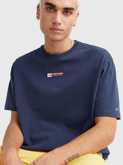 Tommy Hilfiger Heritage Organic Katoenen Logo Patch T-shirts Heren Blauw | TH470UCZ