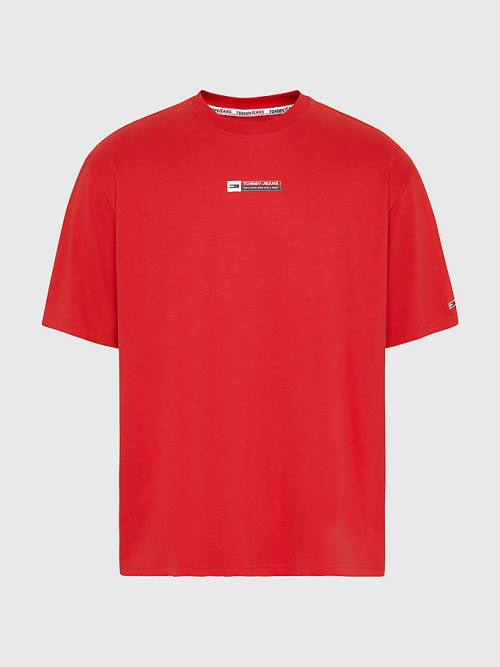 Tommy Hilfiger Heritage Organic Katoenen Logo Patch T-shirts Heren Rood | TH872QEG