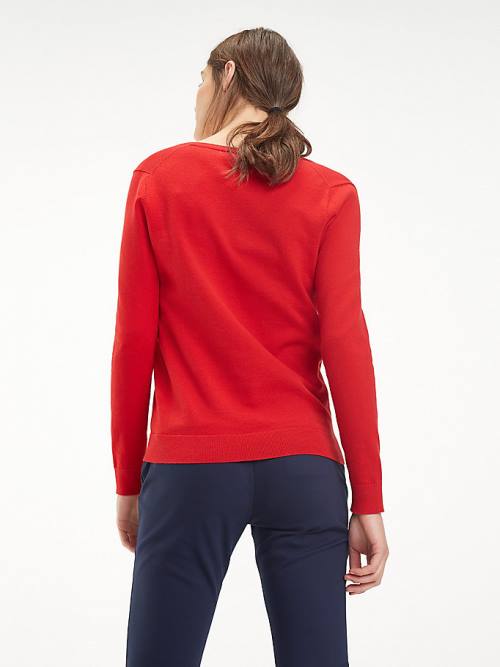 Tommy Hilfiger Heritage V-Neck Jumper Truien Dames Rood | TH567CVN