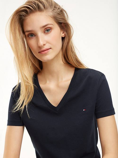 Tommy Hilfiger Heritage V-Neck T-shirts Dames Blauw | TH384YRO