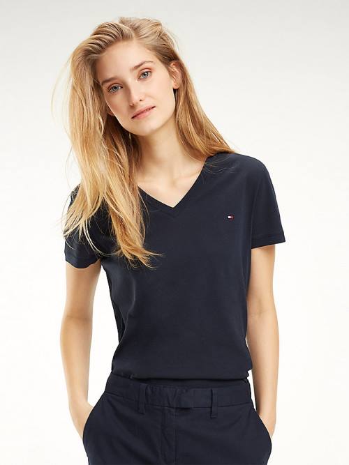 Tommy Hilfiger Heritage V-Neck T-shirts Dames Blauw | TH384YRO