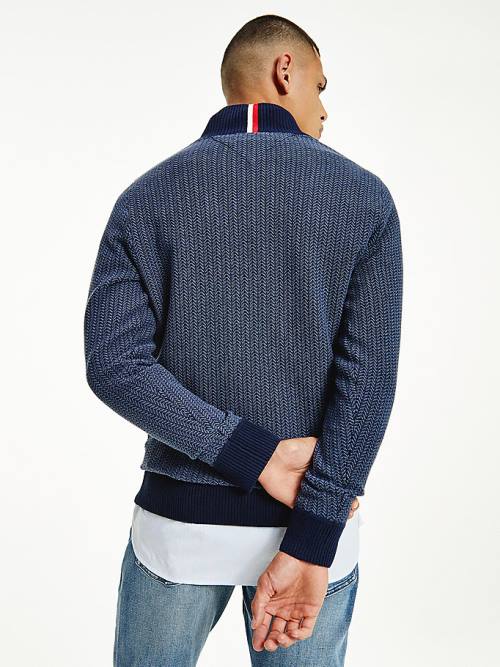 Tommy Hilfiger Herringbone Knit Half-Zip Jumper Truien Heren Blauw | TH862CYM