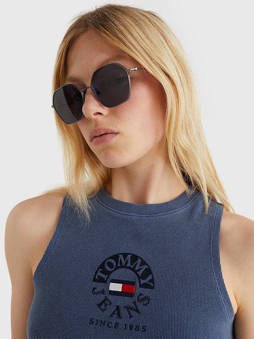 Tommy Hilfiger Hexagonal Lens Zonnebril Heren Grijs | TH028AHL