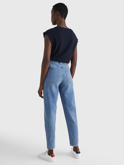 Tommy Hilfiger High Rise Relaxed Mom Tapered Elasticated Taille Jeans Dames Denim | TH859MKB