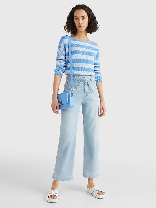 Tommy Hilfiger High Rise Relaxed Straight Belted Jeans Dames Denim | TH709WHP