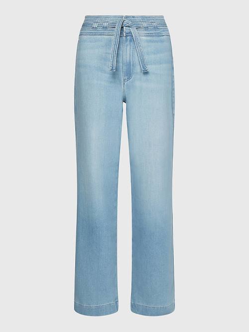 Tommy Hilfiger High Rise Relaxed Straight Belted Jeans Dames Denim | TH709WHP