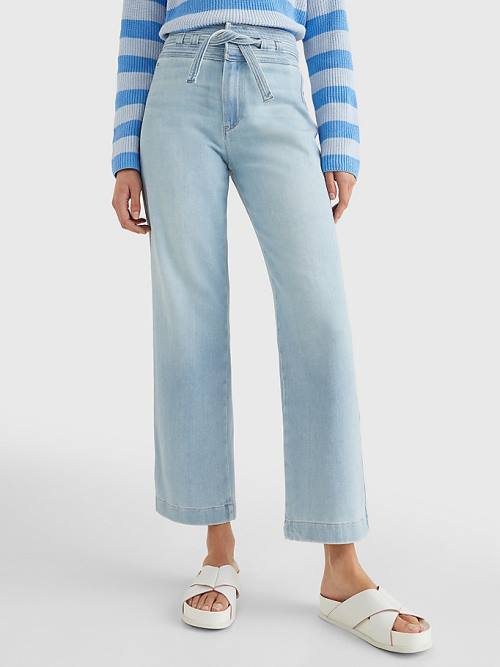 Tommy Hilfiger High Rise Relaxed Straight Belted Jeans Dames Denim | TH709WHP