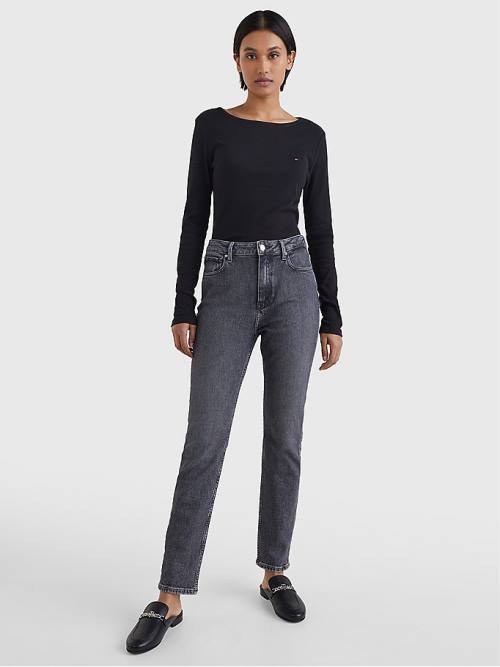 Tommy Hilfiger High Rise Slim Black Jeans Dames Denim | TH430WOB