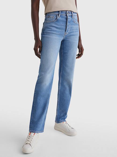 Tommy Hilfiger High Rise Straight Faded Jeans Dames Denim | TH245AKL