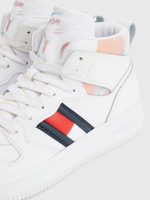 Tommy Hilfiger High-Top Basketball Sneakers Dames Wit | TH364DPQ