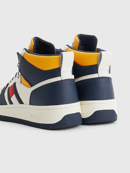 Tommy Hilfiger High-Top Leren Retro Basketball Sneakers Heren Blauw | TH258NKS