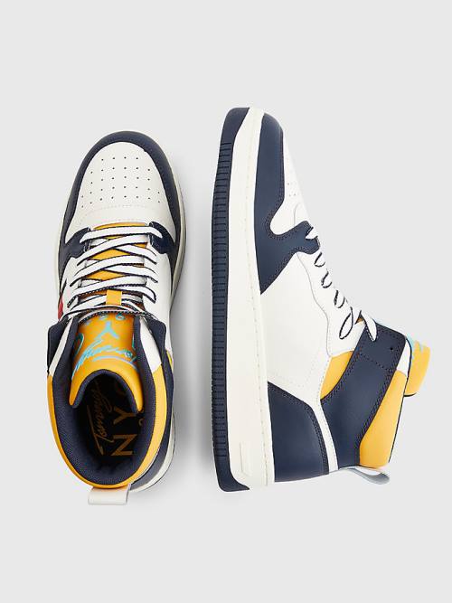 Tommy Hilfiger High-Top Leren Retro Basketball Sneakers Heren Blauw | TH258NKS