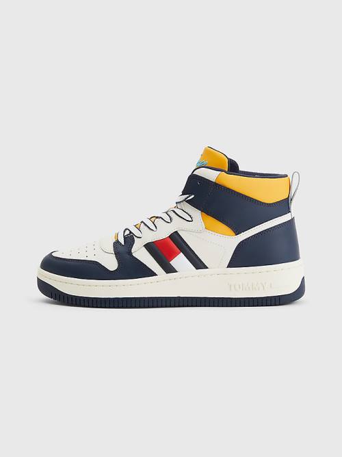 Tommy Hilfiger High-Top Leren Retro Basketball Sneakers Heren Blauw | TH258NKS