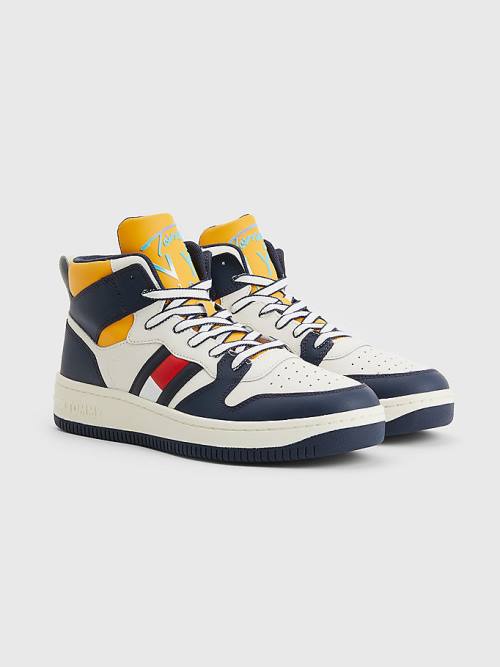 Tommy Hilfiger High-Top Leren Retro Basketball Sneakers Heren Blauw | TH258NKS