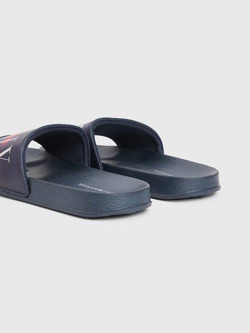 Tommy Hilfiger Holographic Logo Pool Slides Sandalen Jongens Blauw | TH124FWR