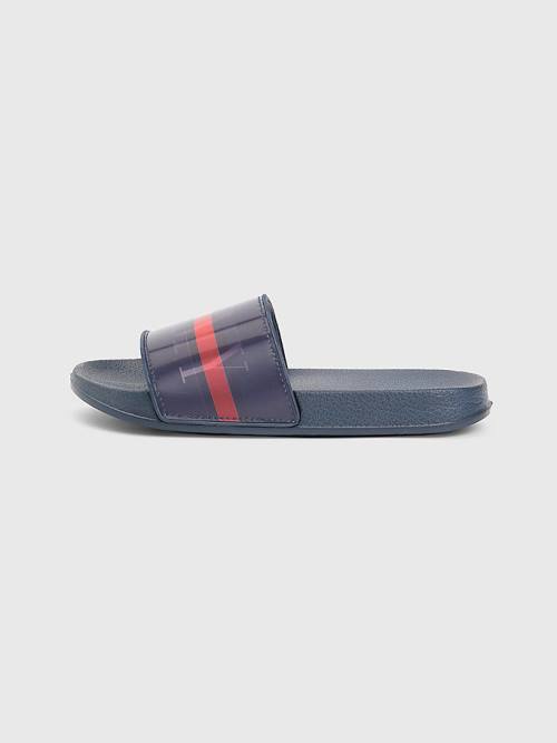 Tommy Hilfiger Holographic Logo Pool Slides Sandalen Jongens Blauw | TH124FWR