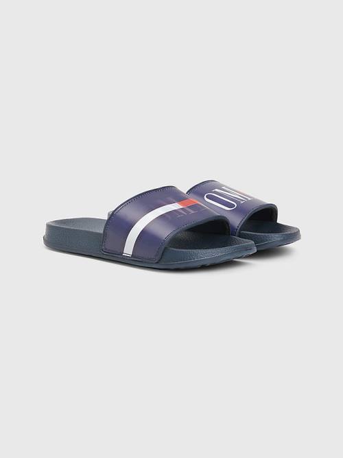 Tommy Hilfiger Holographic Logo Pool Slides Sandalen Jongens Blauw | TH124FWR