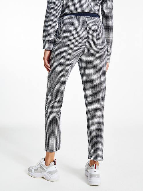 Tommy Hilfiger Houndstooth Jacquard Tapered Joggers Broek Dames Blauw | TH780ZNY