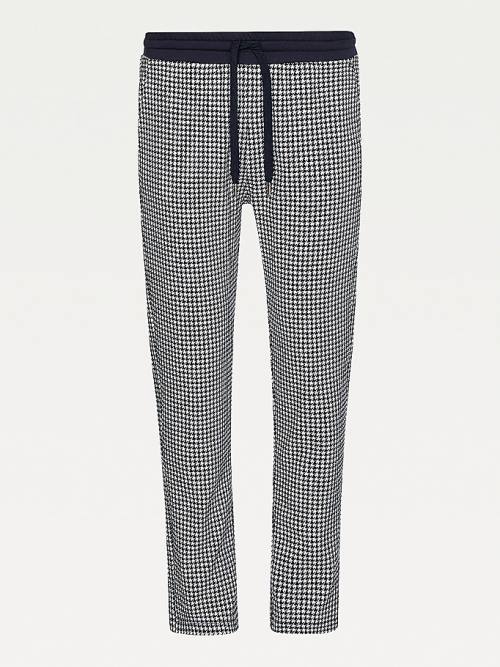 Tommy Hilfiger Houndstooth Jacquard Tapered Joggers Broek Dames Blauw | TH780ZNY