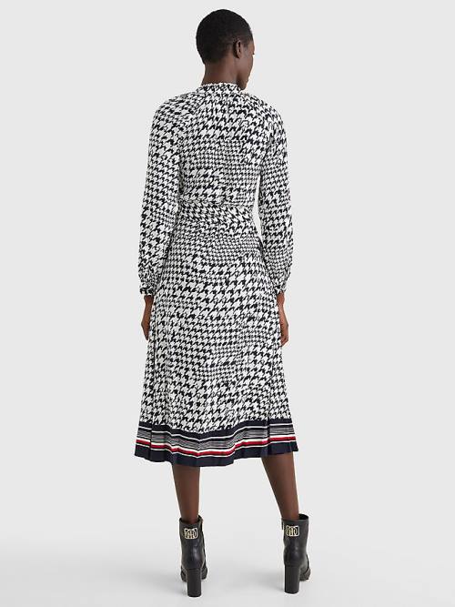 Tommy Hilfiger Houndstooth Relaxed Fit Midi Jurken Dames Blauw | TH356MZI