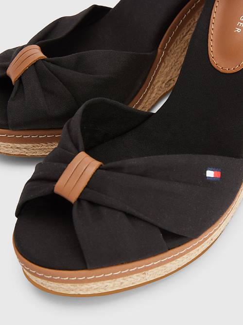 Tommy Hilfiger Iconic High Wedge Espadrilles Sandalen Dames Zwart | TH172ODG