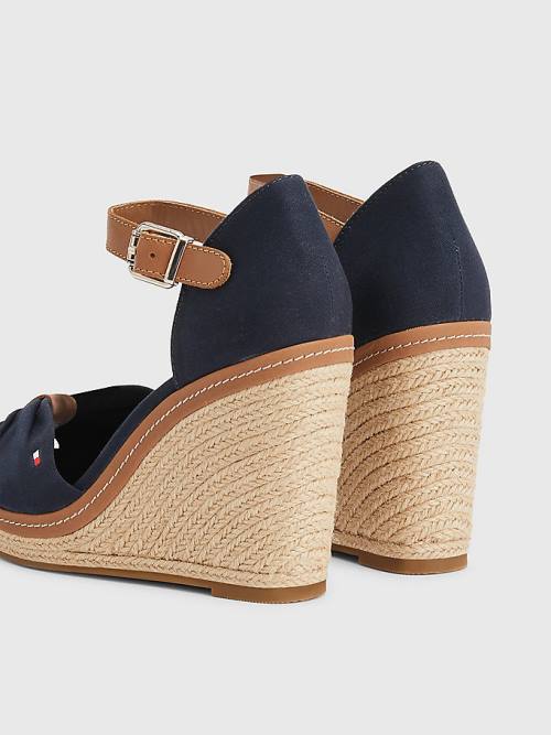 Tommy Hilfiger Iconic High Wedge Espadrilles Sandalen Dames Blauw | TH198GPW