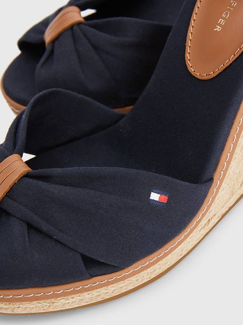 Tommy Hilfiger Iconic High Wedge Espadrilles Sandalen Dames Blauw | TH198GPW