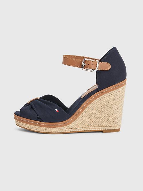 Tommy Hilfiger Iconic High Wedge Espadrilles Sandalen Dames Blauw | TH198GPW