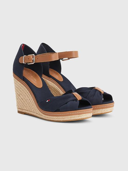 Tommy Hilfiger Iconic High Wedge Espadrilles Sandalen Dames Blauw | TH198GPW