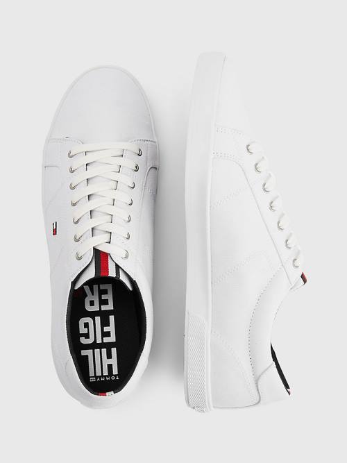 Tommy Hilfiger Iconic Kanten-Up Canvas Sneakers Heren Wit | TH849APM