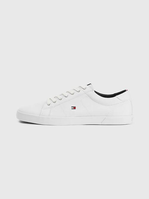 Tommy Hilfiger Iconic Kanten-Up Canvas Sneakers Heren Wit | TH849APM