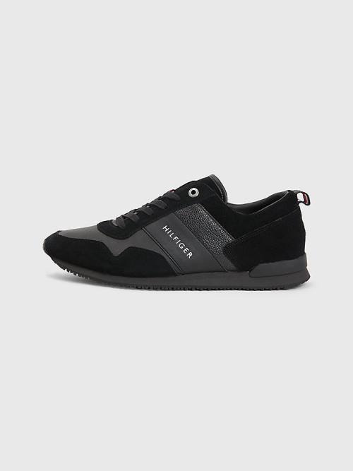 Tommy Hilfiger Iconic Kanten-Up Sneakers Heren Zwart | TH653IFV