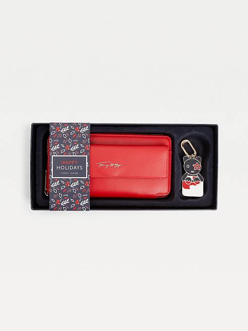 Tommy Hilfiger Iconic Key Fob Gift Set Portefeuille Dames Rood | TH137HGJ