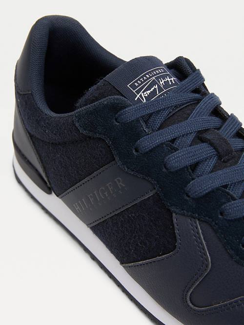 Tommy Hilfiger Iconic Leren Mix Sneakers Heren Blauw | TH382SNL