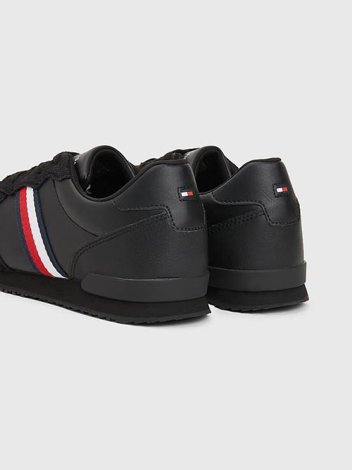 Tommy Hilfiger Iconic Leren Retro Hardloop Sneakers Heren Zwart | TH063IKW