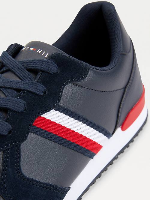 Tommy Hilfiger Iconic Leren Retro Hardloop Sneakers Heren Blauw | TH140CDU