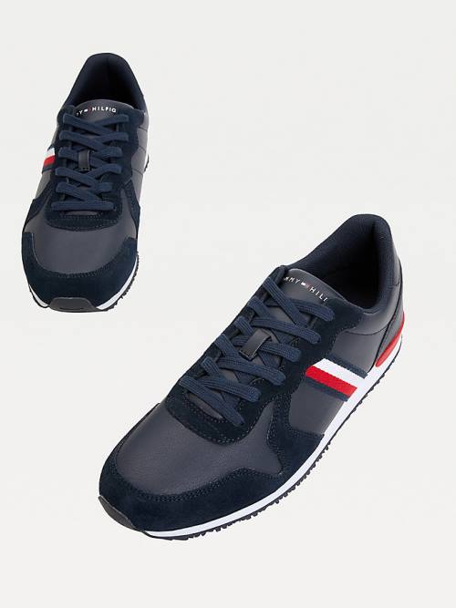 Tommy Hilfiger Iconic Leren Retro Hardloop Sneakers Heren Blauw | TH140CDU