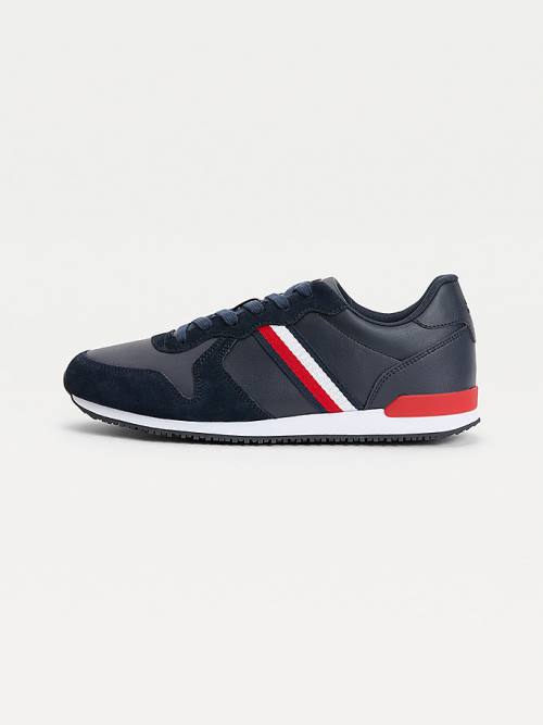 Tommy Hilfiger Iconic Leren Retro Hardloop Sneakers Heren Blauw | TH140CDU